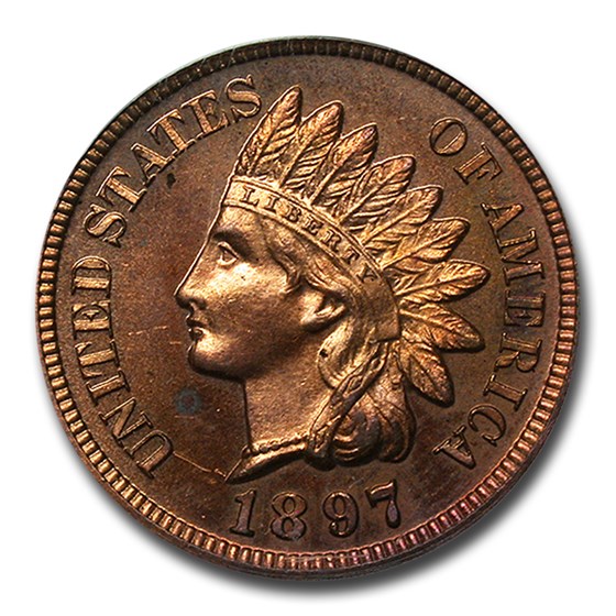 1897 Indian Head Cent PR-64 PCGS (Red) 1897 Indian Head Cent PR-64 PCGS (Red)